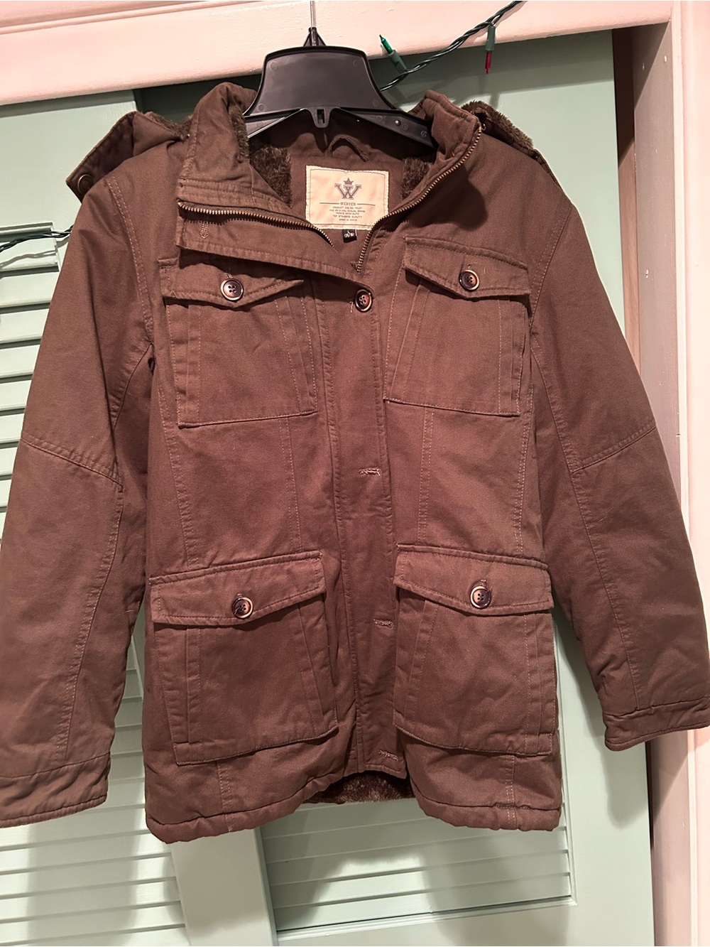 Kids army green Hooded Winter Jacket
